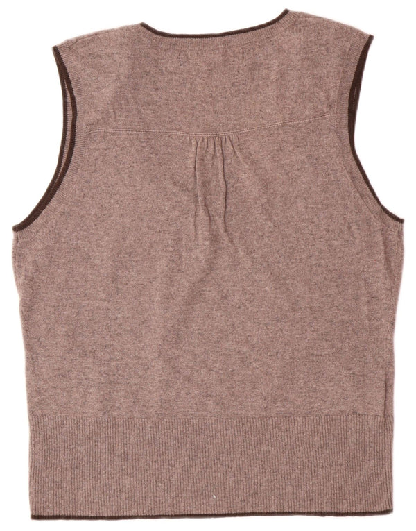 LAURA ASHLEY Damen Weste Tank Top UK 14 Large Braun Argyle/Diamant Viskose