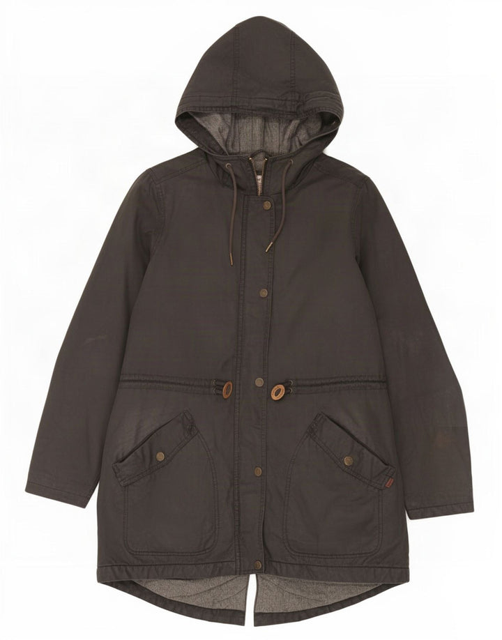 Fat Face Damen-Parka mit Kapuze, UK 12, mittelgraue Baumwolle