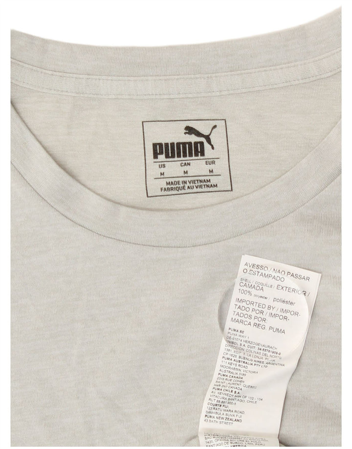 Puma Herren-T-Shirt-Oberteil aus mittelgrau meliertem Polyester