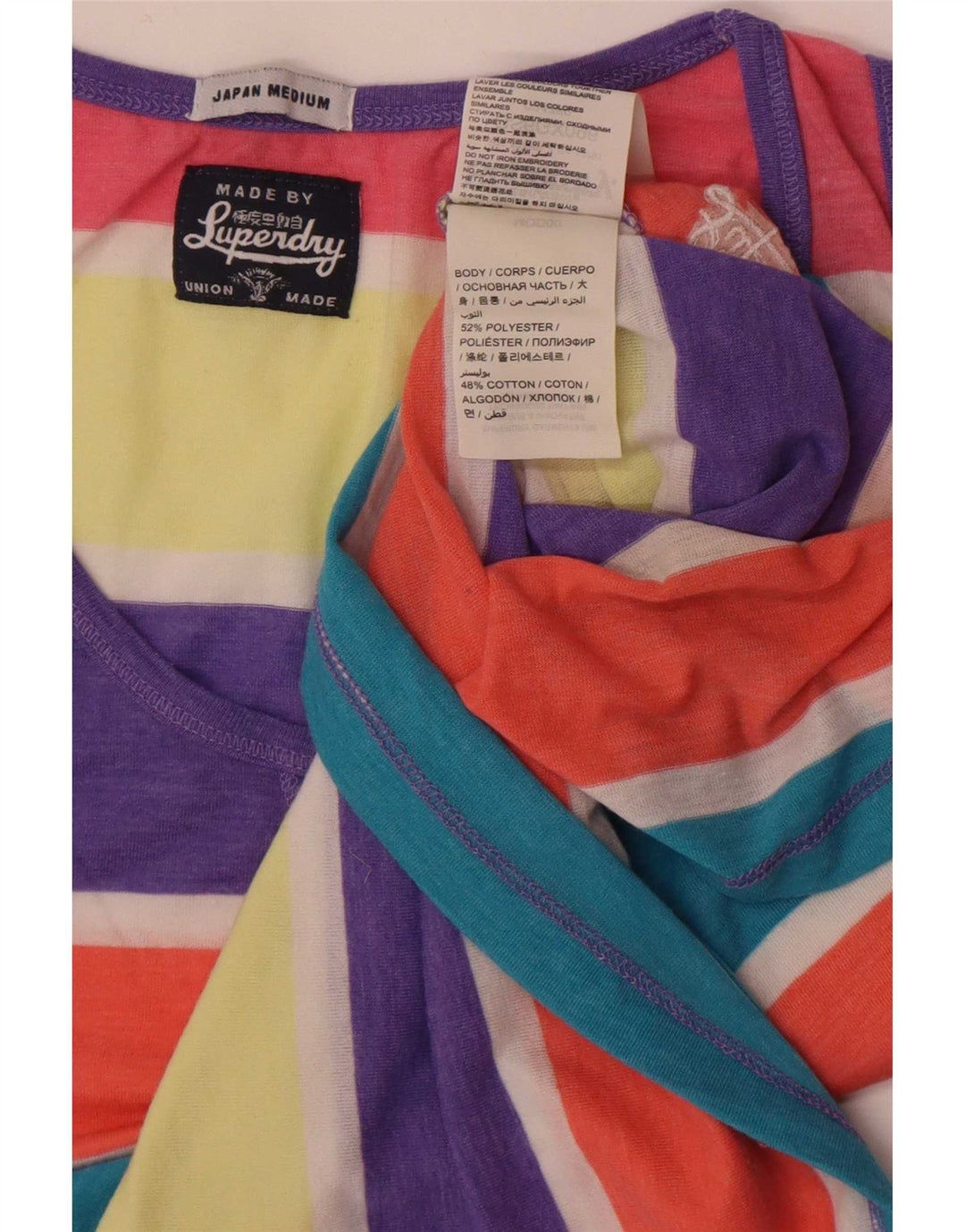 Superdry Damen-Trägershirt UK 12 Medium Mehrfarbig gestreift aus Polyester