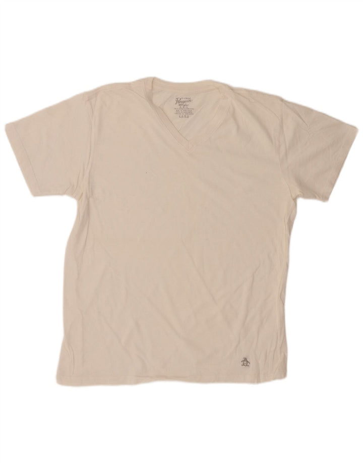 PINGUIN Herren-T-Shirt-Oberteil aus mittelweißer Baumwolle