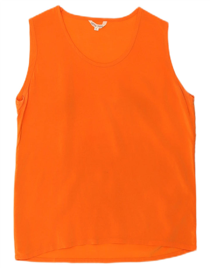 Vintage Damen Weste Top UK 10 Kleine Orange Seide