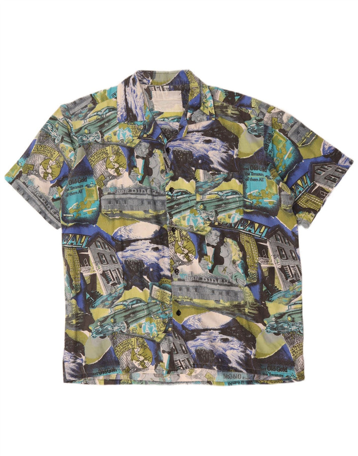 Vintage Herren Hemd mit abstraktem Muster, Größe 41/42, groß, mehrfarbig