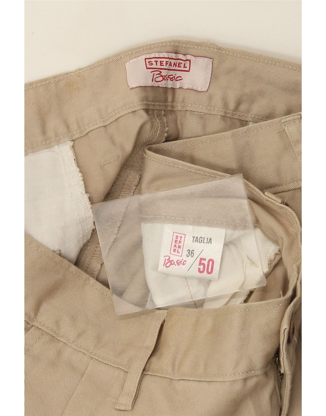 Stefanel Mens Pegged Chino Hose IT 50 Large W36 L33 Beige Baumwolle