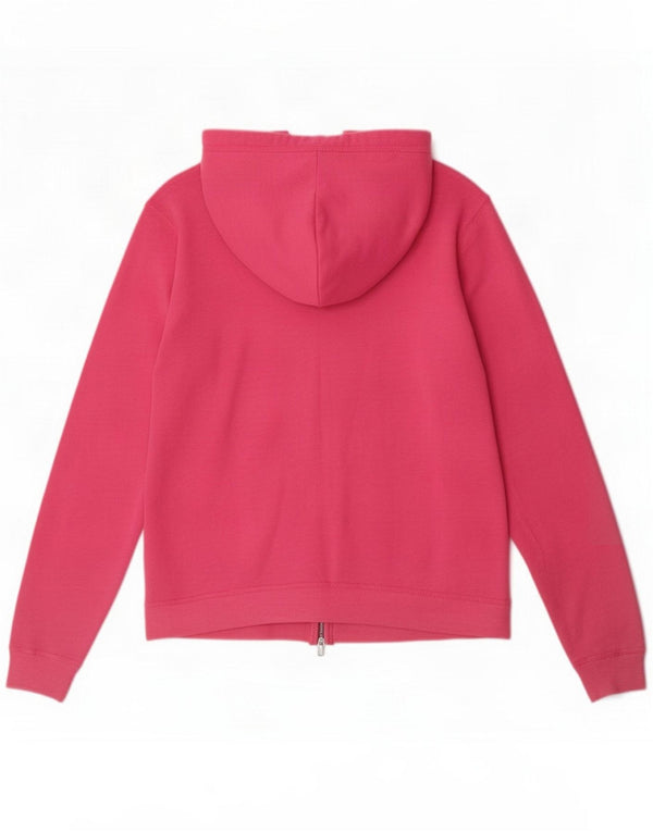 Hollister Womens Graphic Zip Hoodie Sweater UK 16 Large Pink Cotton