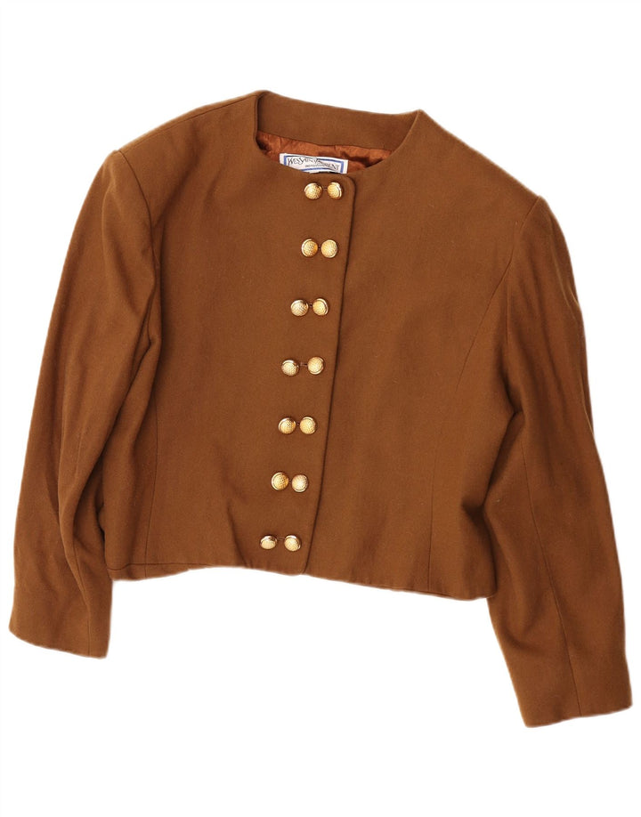 Yves Saint Laurent Damen Crop Blazer Jacke IT 46 Large Brown Classic