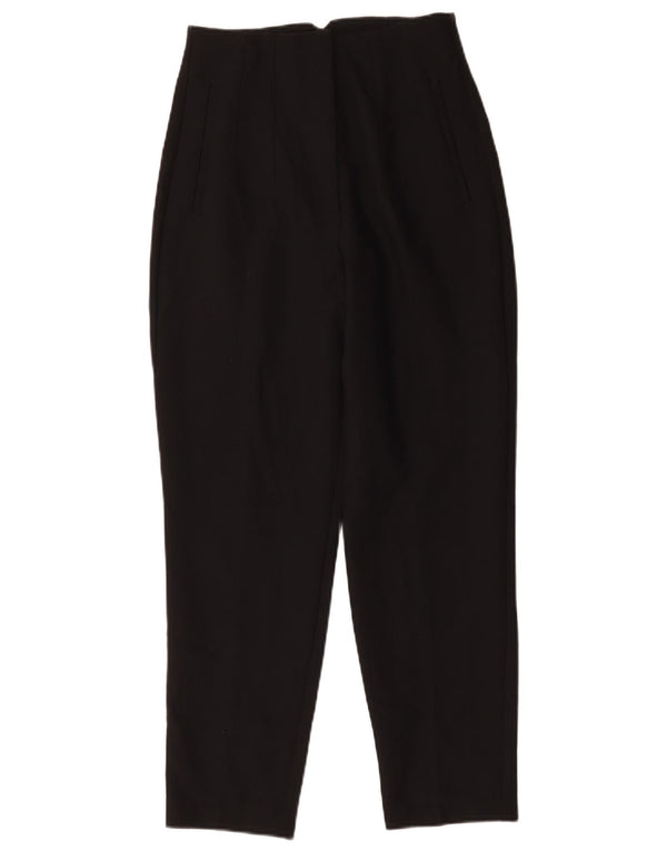 Zara Damen-Anzughose mit hoher Taille, schmal zulaufend, Größe S, W26, L27, Schwarz, Polyester