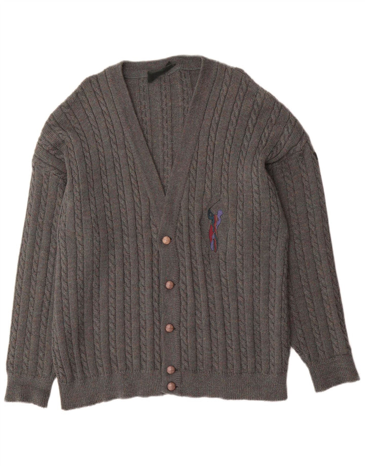 Vintage Herren Cardigan Pullover XL Grau