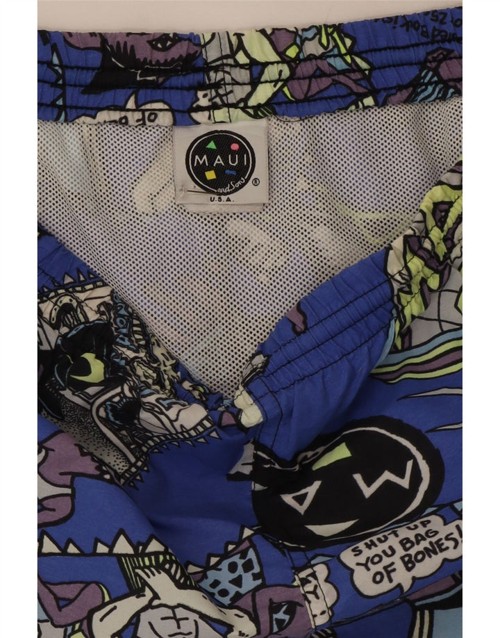Maui and Sons Herren-Badeshorts mit Grafik, mittelblaues Nylon
