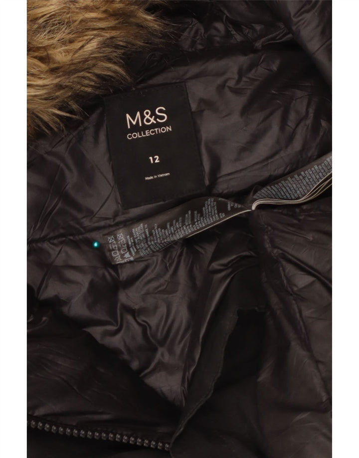 Marks & Spencer Damen Kapuzenmantel UK 12 Medium Schwarz Polyester