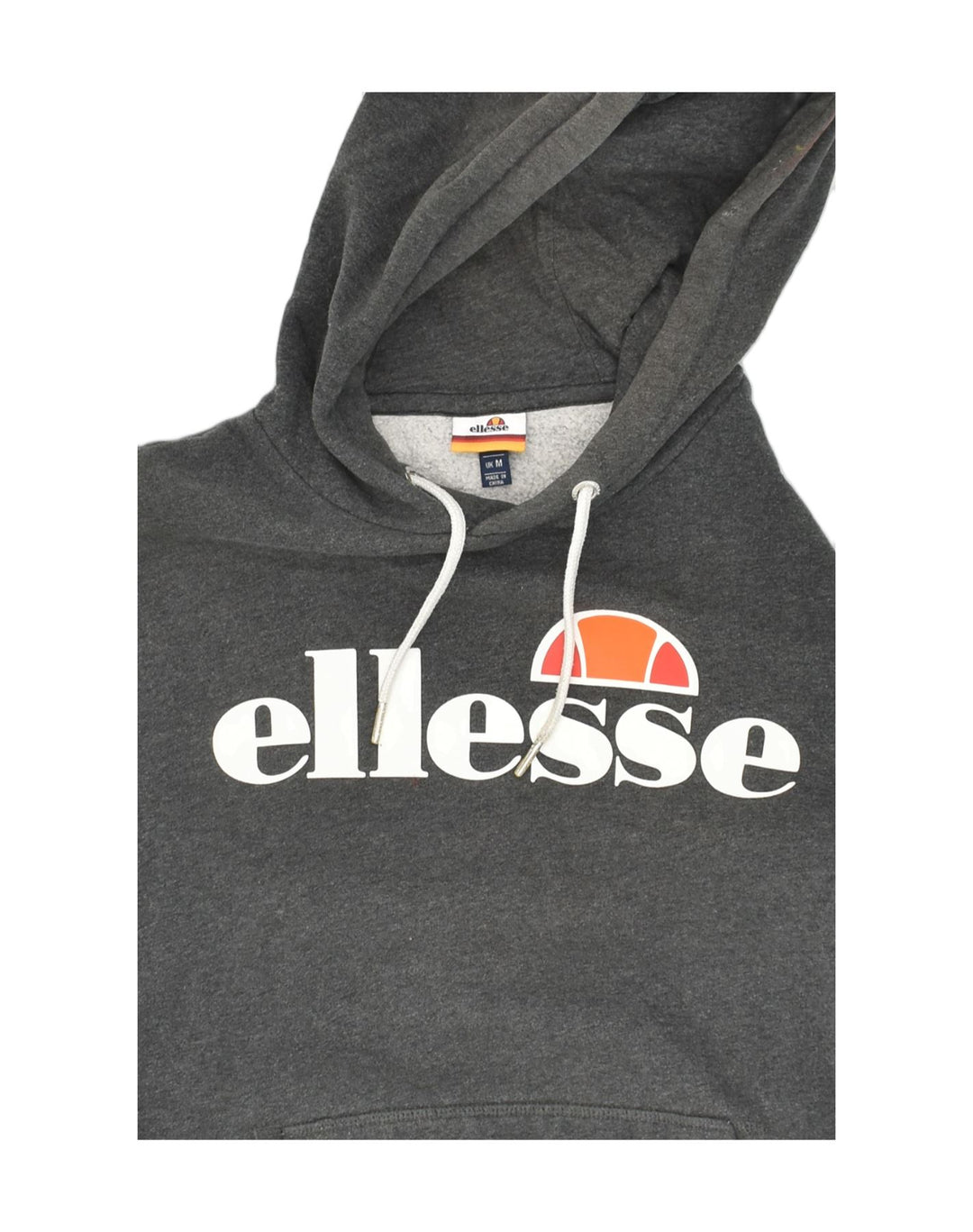 ELLESSE Womens Graphic Hoodie Jumper UK 14 Medium Grey Cotton | Vintage Ellesse | Thrift | Second-Hand Ellesse | Used Clothing | Messina Hembry 