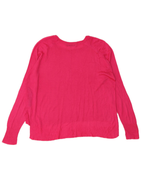 Übergroßer Damen-Pullover mit U-Boot-Ausschnitt von Zara, Gr. 14, mittelrosa Viskose