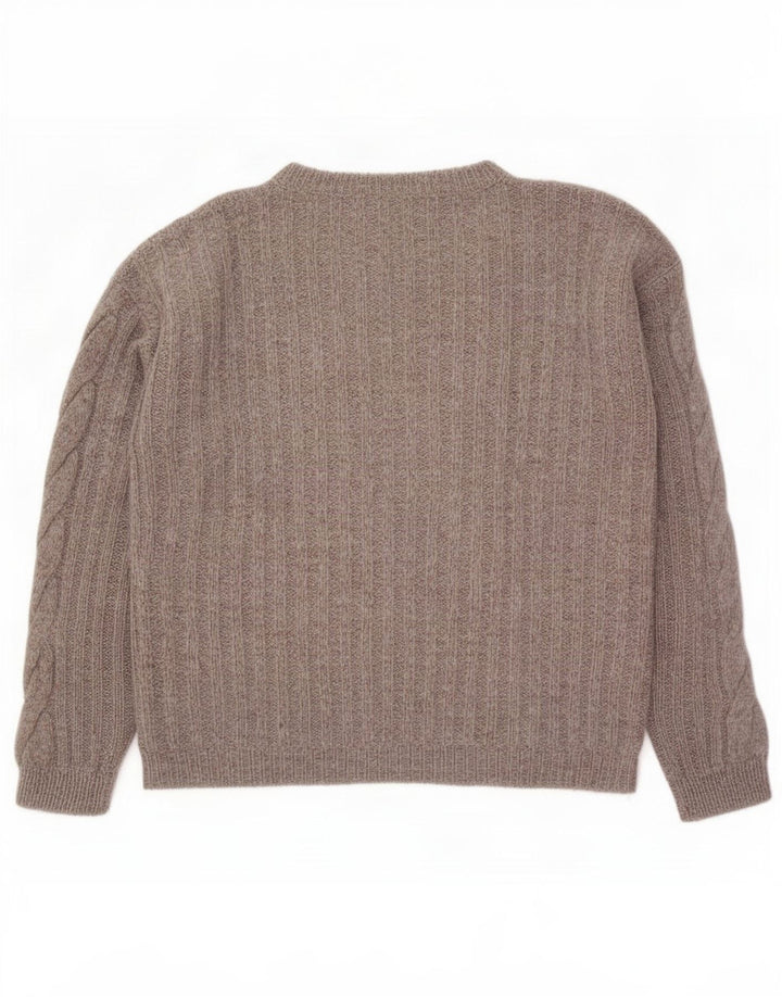 Vintage Damen Pullover mit Rundhalsausschnitt UK 14 Mittelgrau