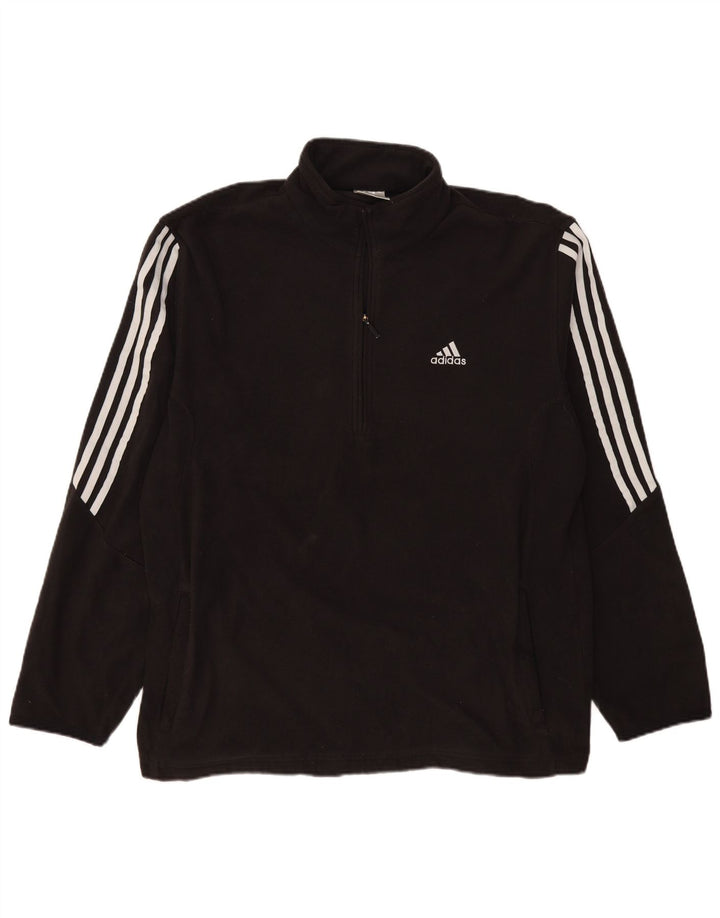 Adidas Herren Fleecepullover mit Reißverschluss, XL, Schwarz, Polyester