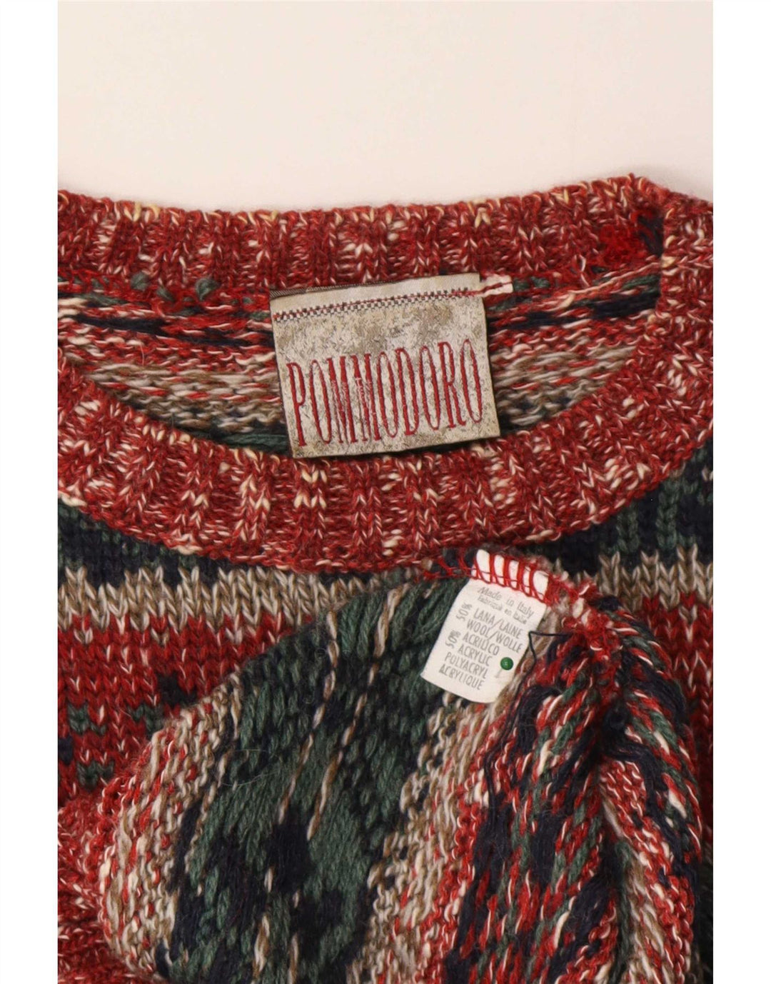 Vintage Herren-Pullover mit Rundhalsausschnitt, mittelgroß, mehrfarbig, Fair-Isle-Wolle