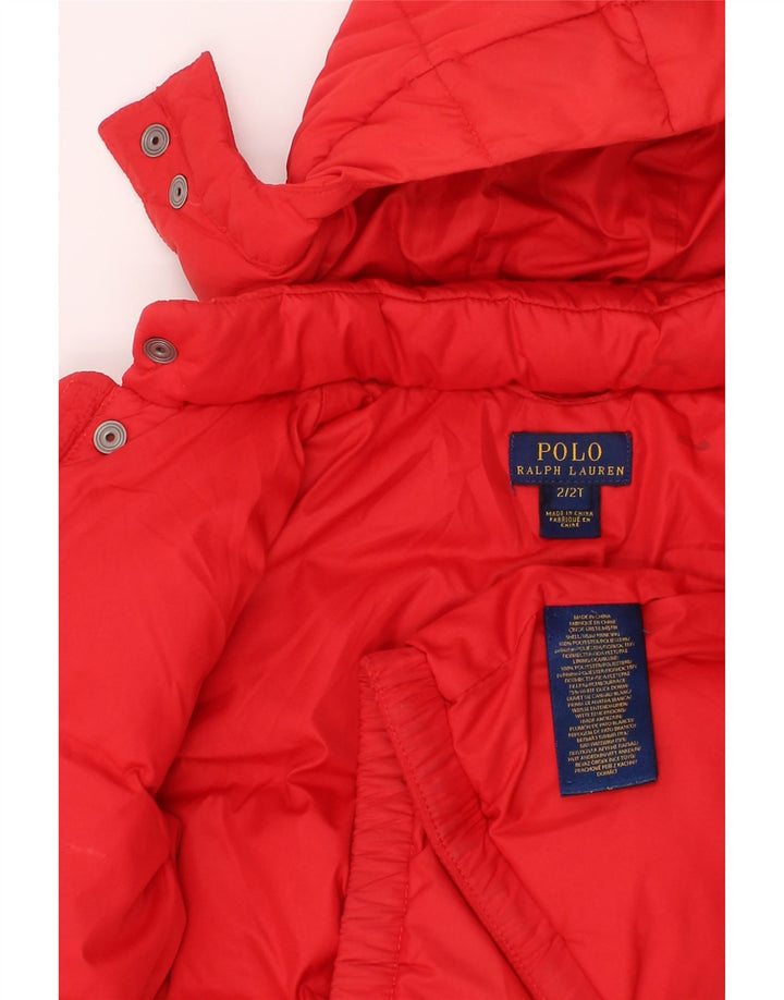 Polo Ralph Lauren Baby-Jungen-Kapuzenjacke, gepolstert, 18–24 Monate, rotes Polyester