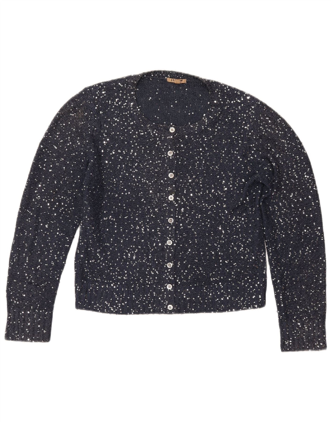 JIGSAW Damen Crop Cardigan Pullover UK 12 Medium Marineblau Polyester