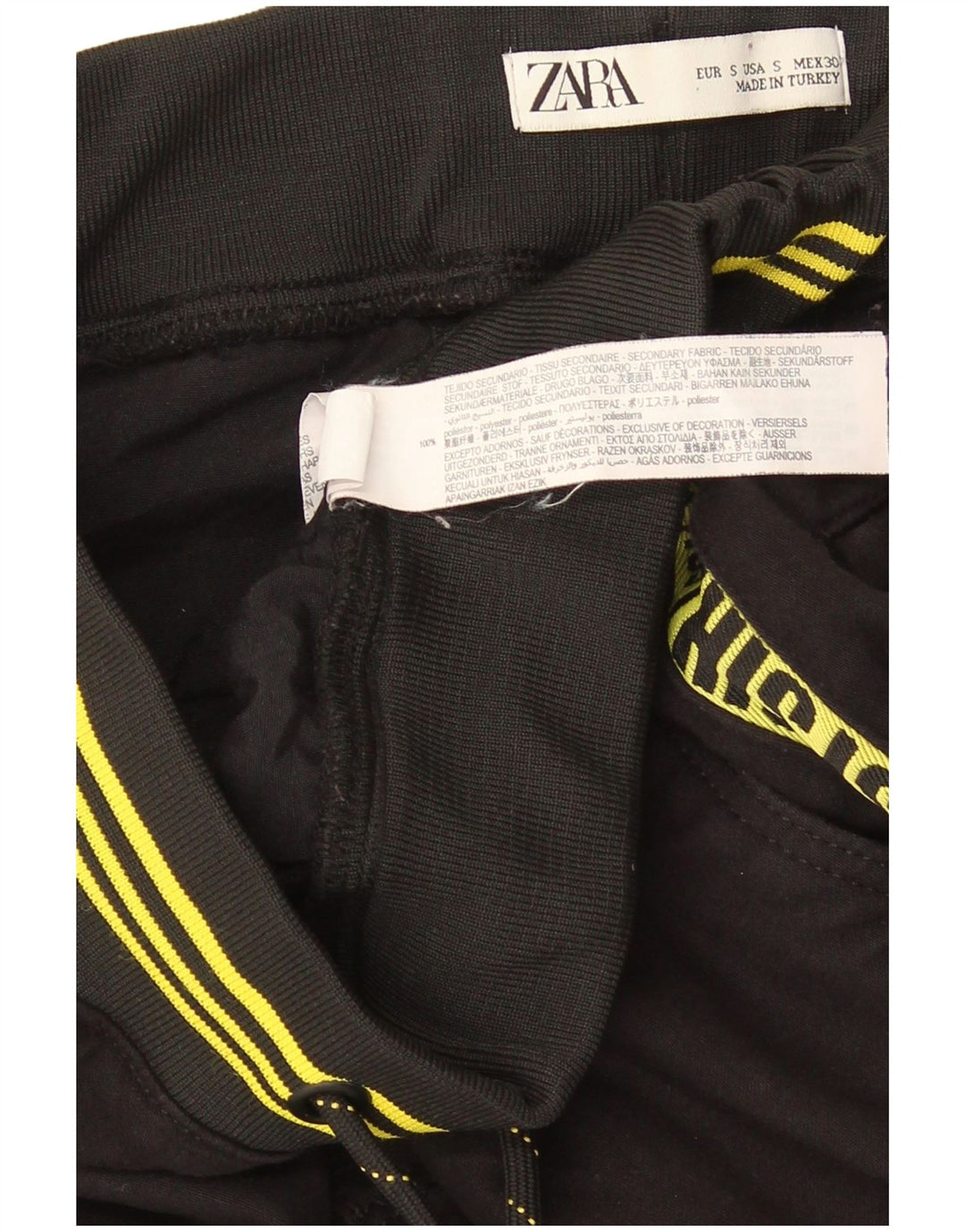 Zara Herren-Trainingshose mit Grafik, Größe S, Schwarz, Polyester