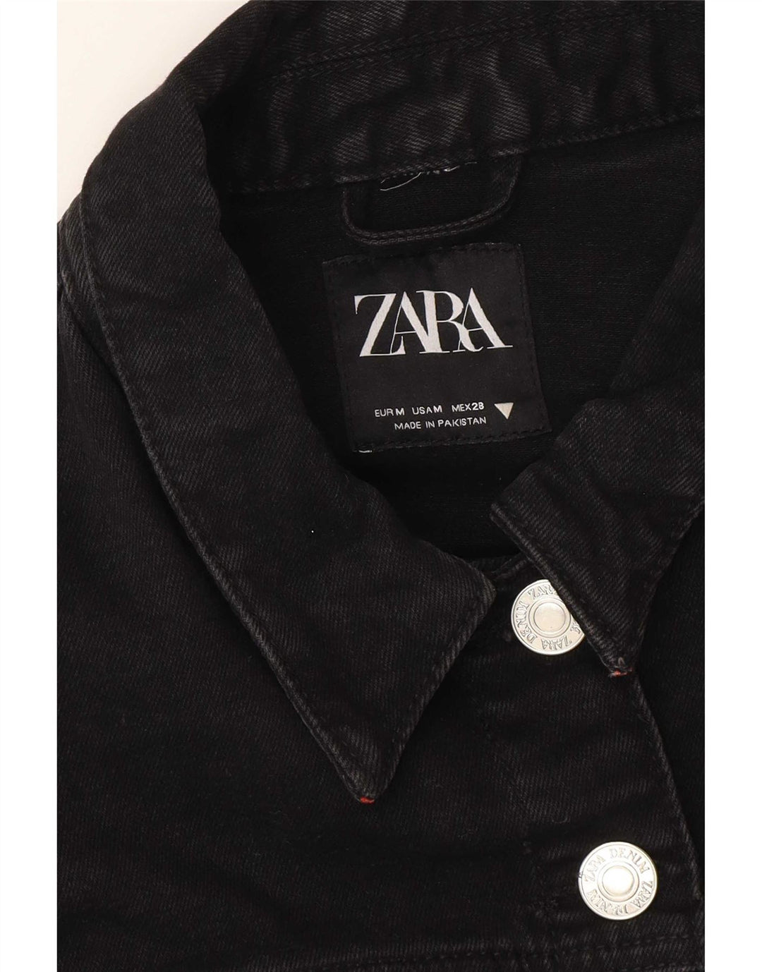 Zara Damen Crop Übergroße Jeansjacke UK 14 Medium Schwarz