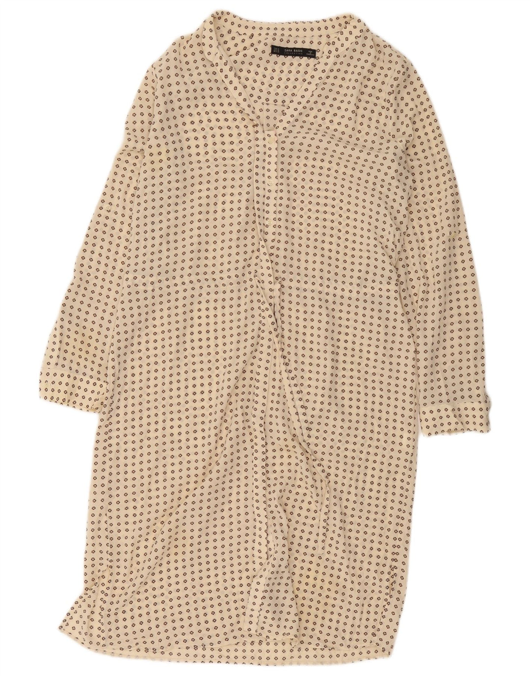 Zara Damen Hemdkleid UK 14 Mittelbeige gepunktet