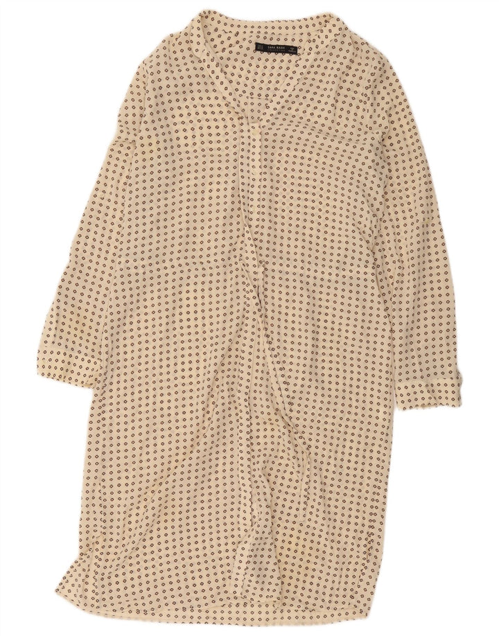 Zara Damen Hemdkleid UK 14 Mittelbeige gepunktet