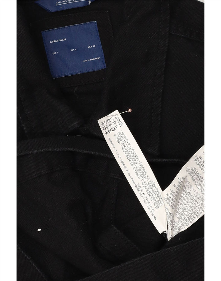 Zara Herren Jeansjacke UK 40 Große schwarze Baumwolle