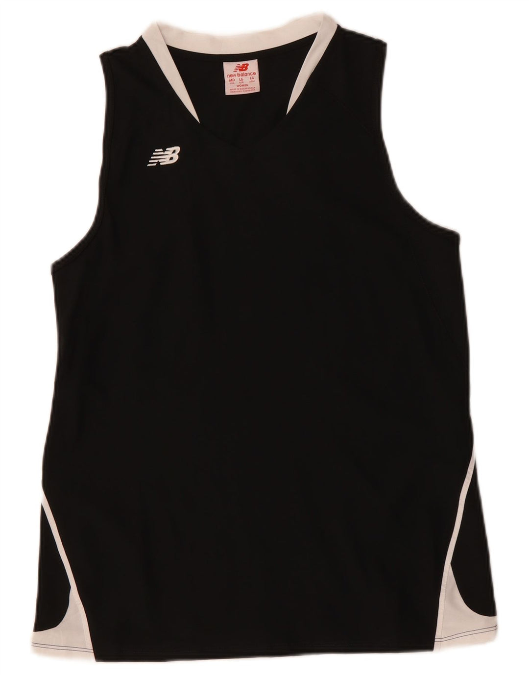 New Balance Damen-Trägershirt UK 14 Large Schwarzes Colourblock-Polyester