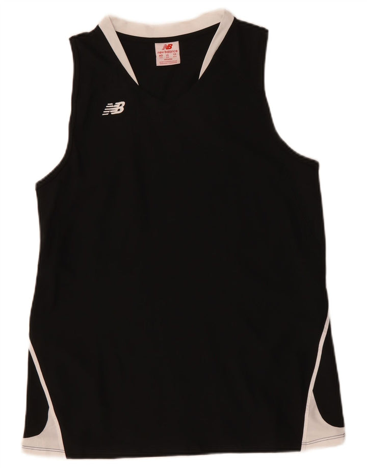New Balance Damen-Trägershirt UK 14 Large Schwarzes Colourblock-Polyester