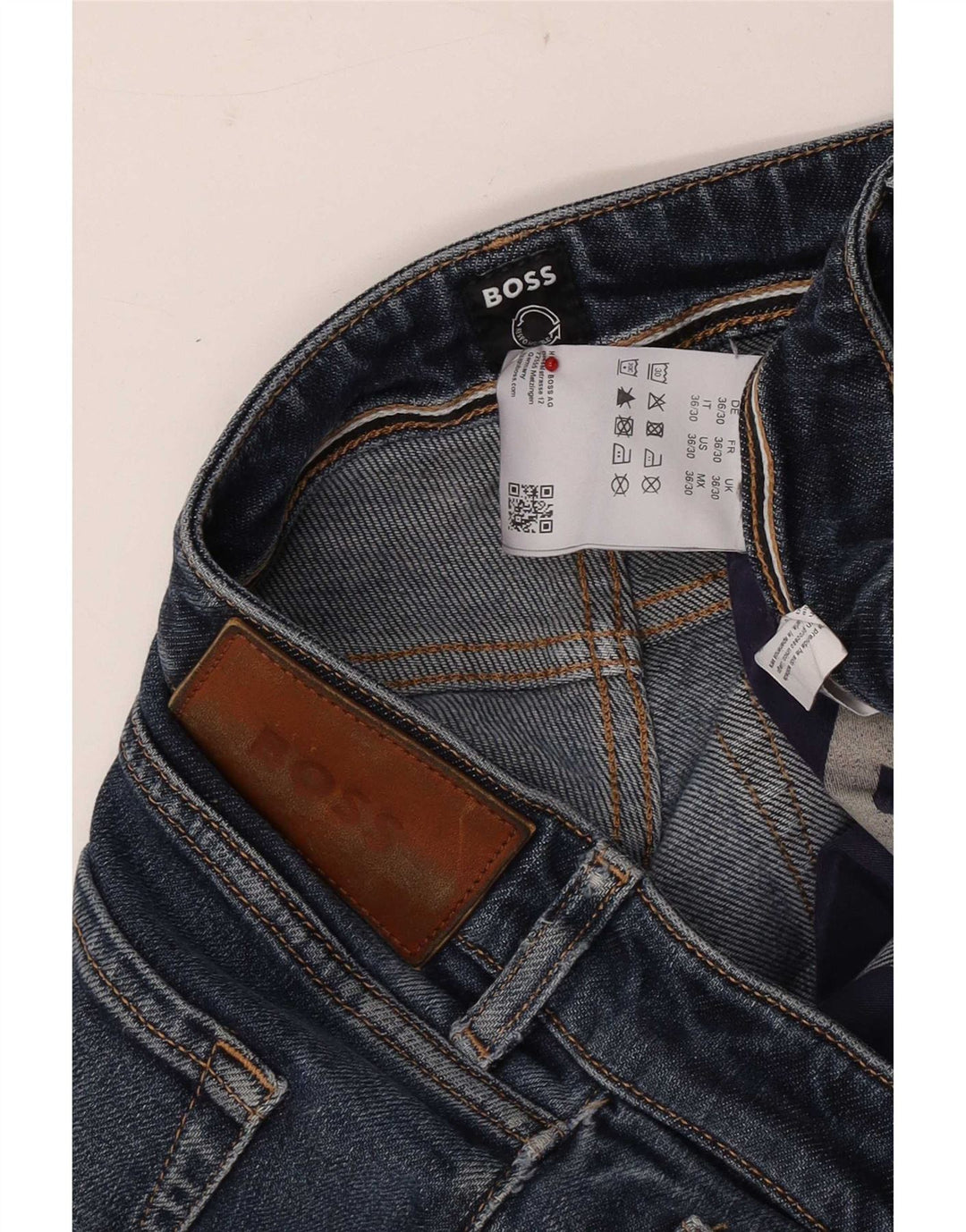 Hugo Boss Herren Straight Jeans W36 L30 Blaue Baumwolle