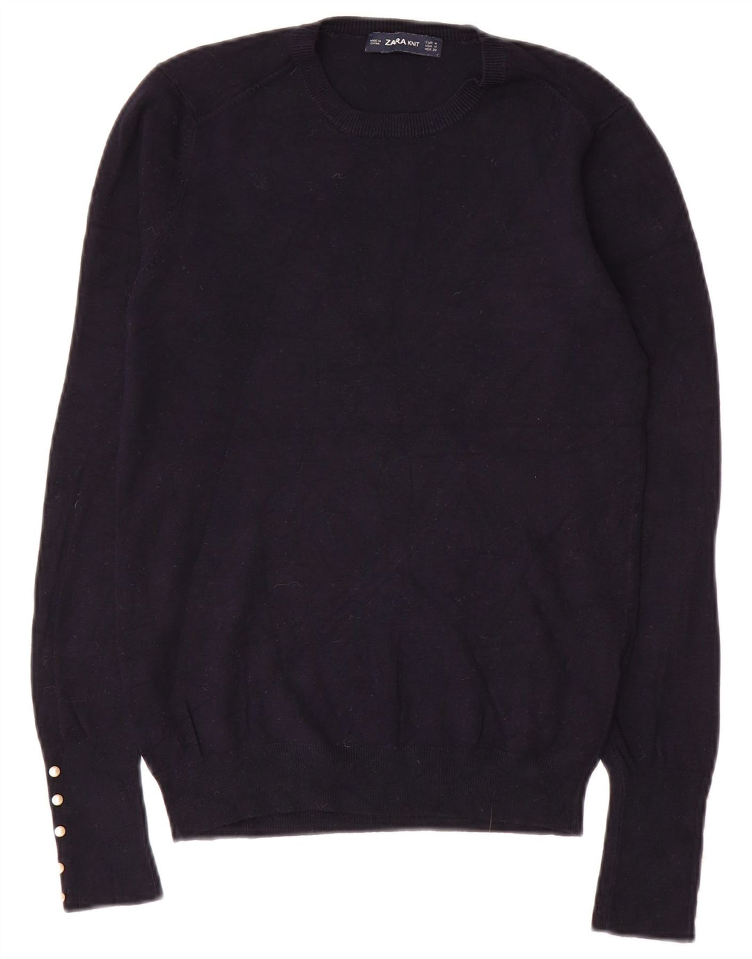 ZARA Damen-Pullover mit Rundhalsausschnitt, Gr. 12, mittleres Marineblau