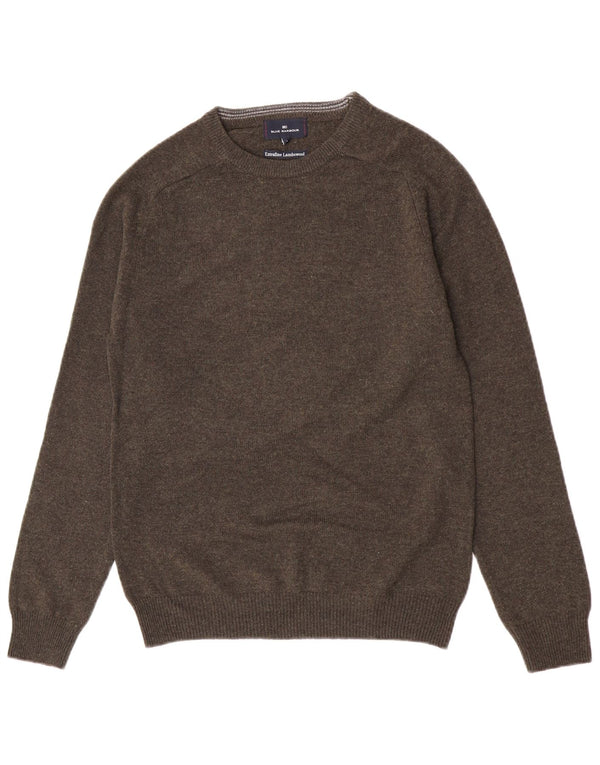 Marks & Spencer Herren-Pullover mit Rundhalsausschnitt, klein, grün gefleckte Lammwolle