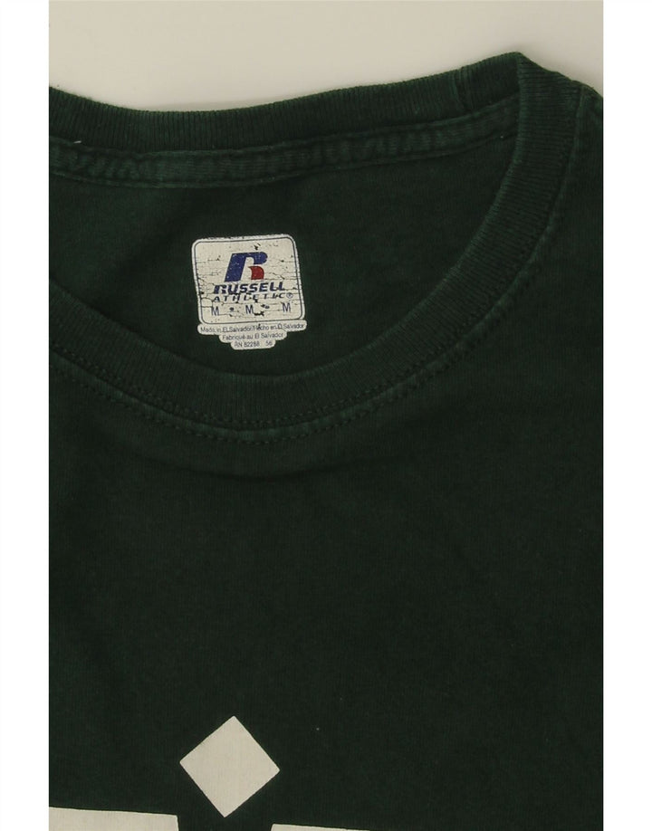 RUSSELL ATHLETIC Mens Graphic T-Shirt Top Medium Green Vintage Russell Athletic and Second-Hand Russell Athletic from Messina Hembry 
