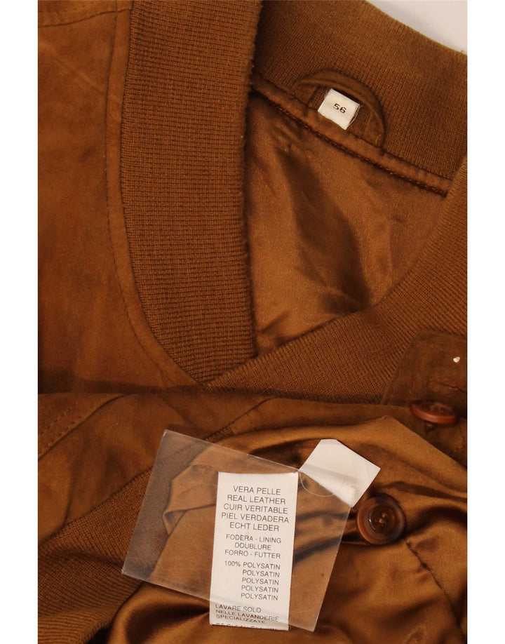 Vintage Herren Wildleder Bomberjacke IT 56 3XL Braunes Leder