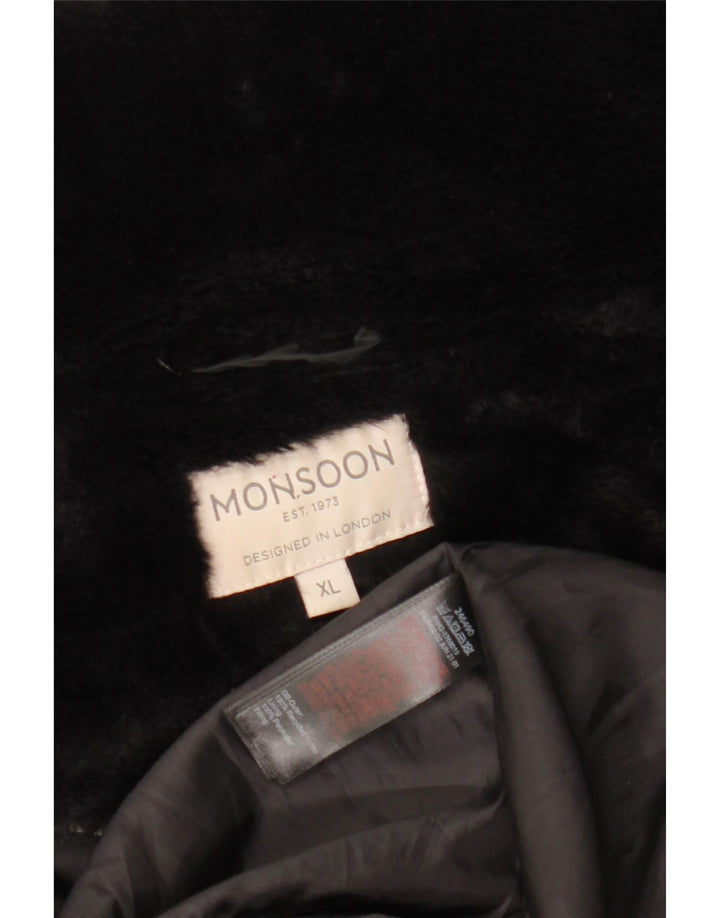 MONSOON Damen Wattierter Mantel UK 18 XL Schwarz Nylon