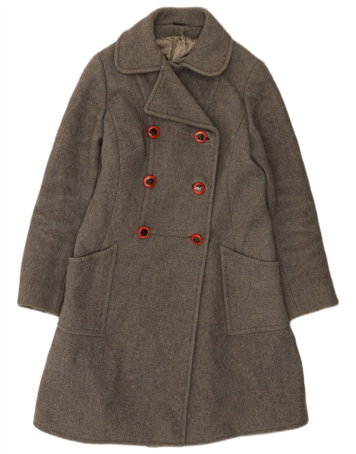 Vintage Womens Double Breasted Coat UK 10 Small Grey