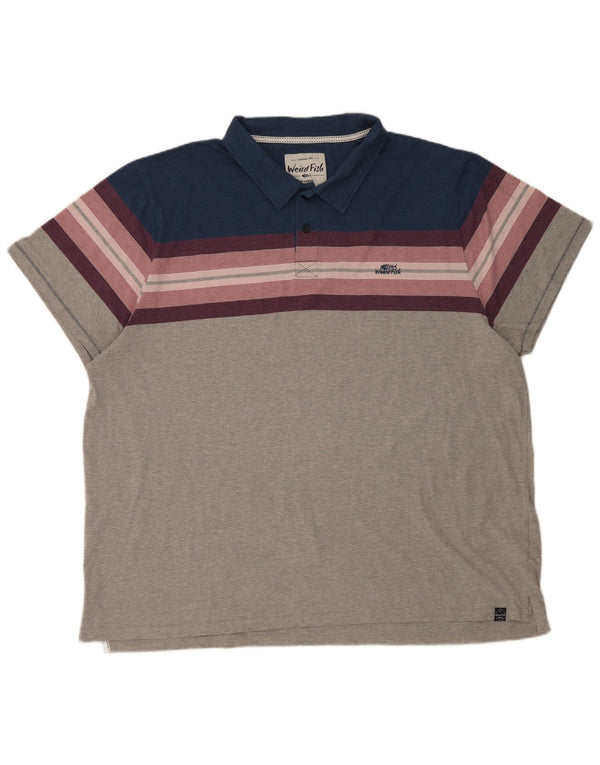 Weird Fish Herren-Kurzarm-Poloshirt, 4XL, Grau, Colourblock-Baumwolle