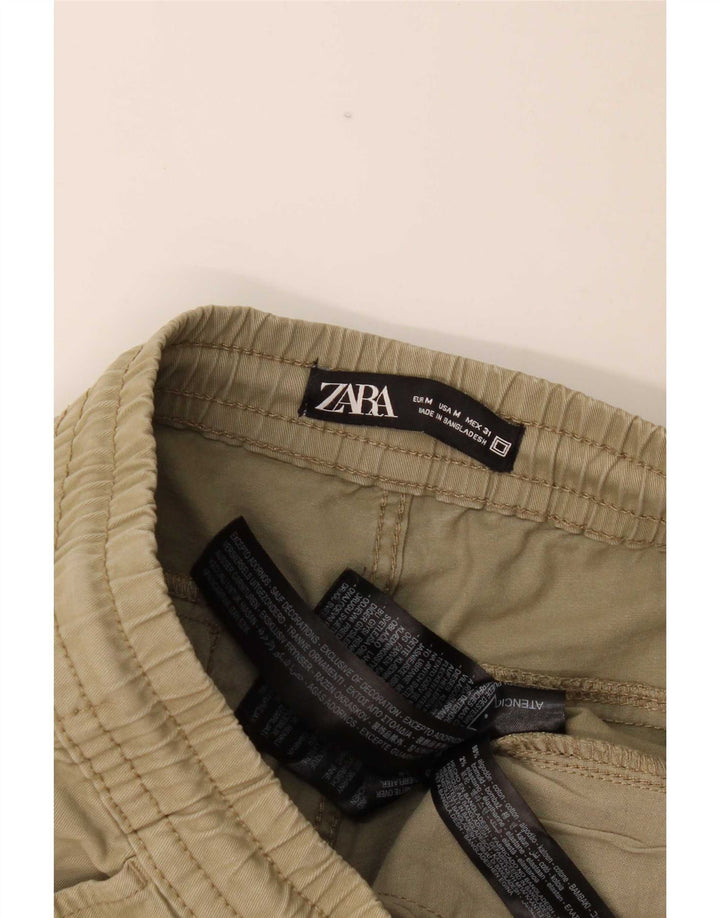 Zara Herren-Jogger-Cargohose, Größe M, W31, L27, Khaki, Baumwolle