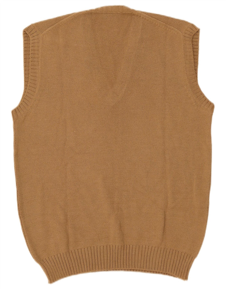 Vintage Herren Weste Tank Top IT 54 XL Beige Wolle