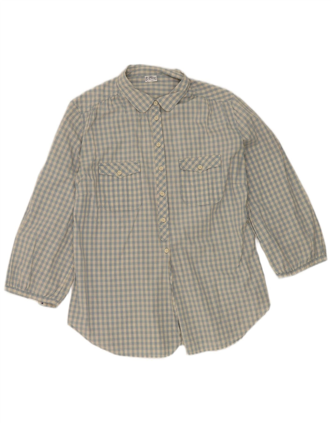Levi's Damen-Hemd mit 3/4-Ärmeln, UK 16, Größe L, blau, Gingham-Baumwolle