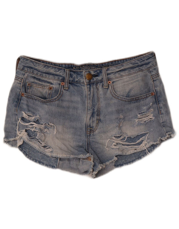 American Eagle Damen-Jeansshorts im Distressed-Look, US 8, Mittel, W30, Blau
