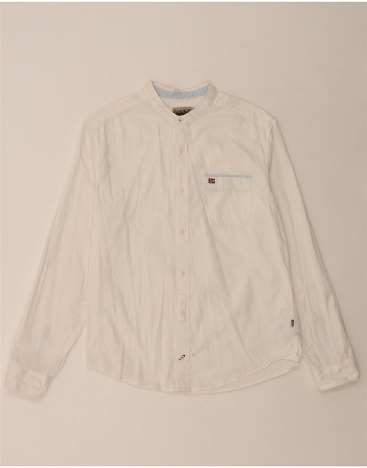 NAPAPIJRI Herren Geographic Regular Fit Hemd aus mittelweißer Baumwolle