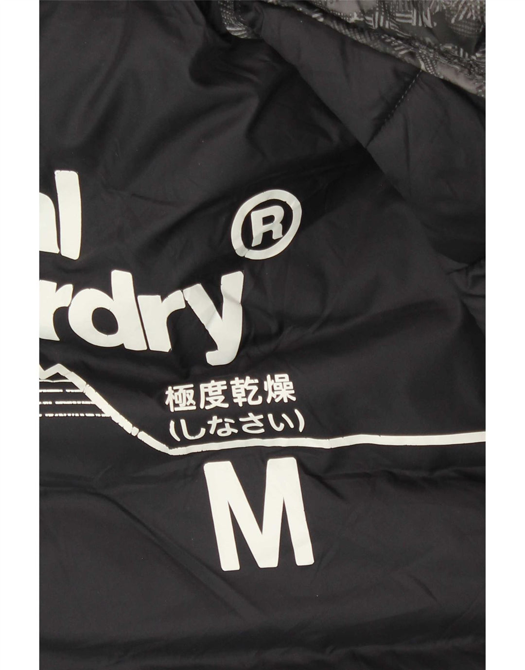 Superdry Wattierte Damenjacke mit Kapuze, UK 14, mittelgraues Camouflage-Polyester