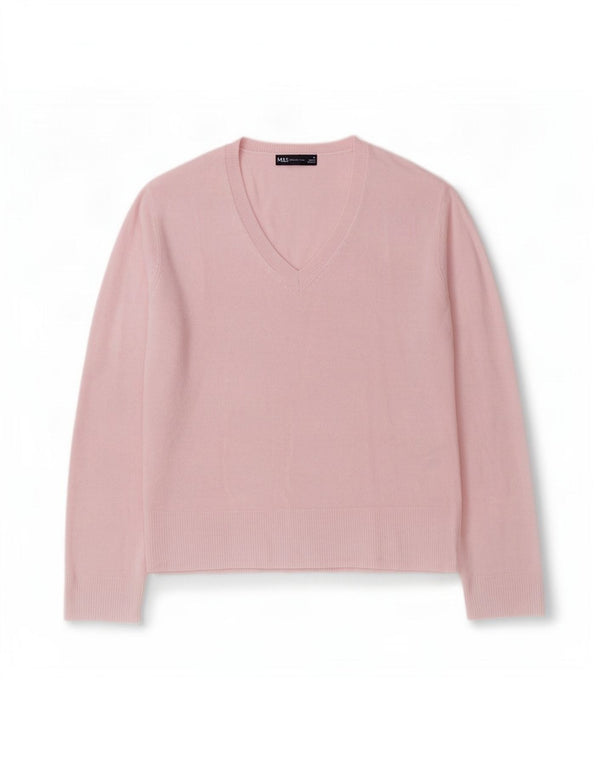 Marks & Spencer Damen-Pullover mit V-Ausschnitt, UK 14, Größe L, rosa, Acryl