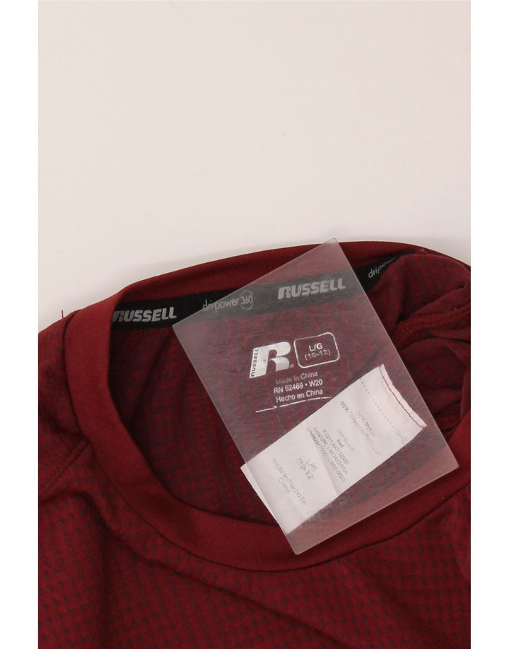 RUSSELL ATHLETIC Dri-Power Top für Jungen, langärmlig, 10–11 Jahre, Größe L, Kastanienbraun