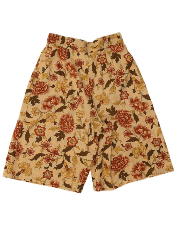 Vintage Damen Chinoshorts mit hoher Taille IT 42 Medium W26 Beige Floral