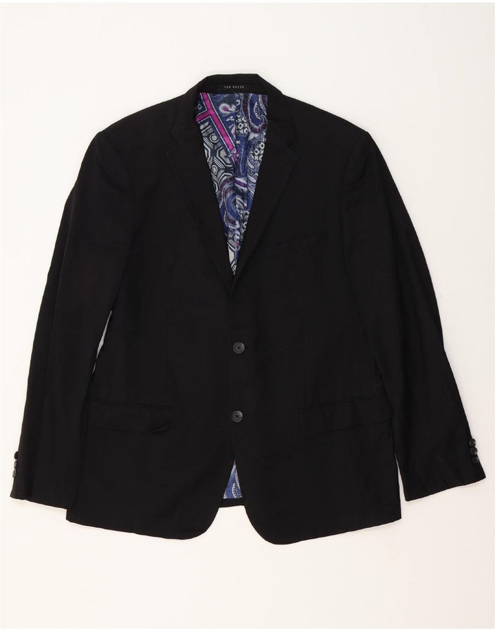 TED BAKER Herren-Blazer mit 2 Knöpfen, UK 42, XL, schwarze Wolle
