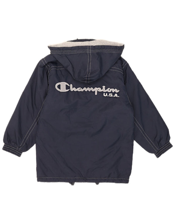 Champion Jungen wattierter Mantel mit grafischer Kapuze, 9–10 Jahre, marineblaues Polyamid