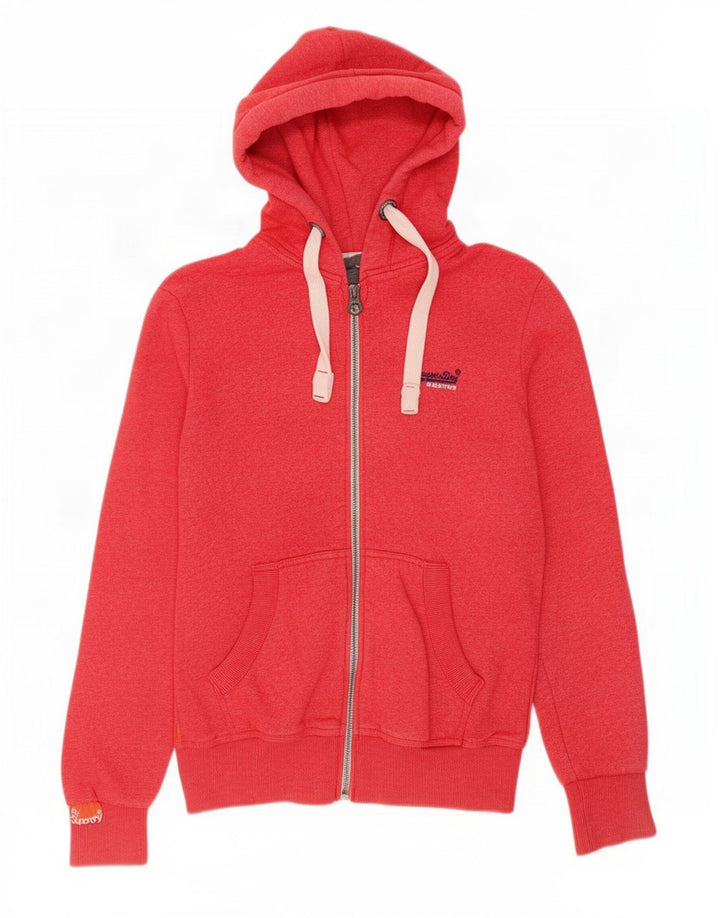 Superdry Herren-Kapuzenpullover mit Reißverschluss, mittelrote Baumwolle