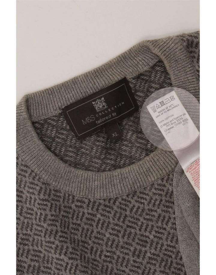 Marks & Spencer Herren Tailored Fit Rundhalspullover Pullover XL Grau