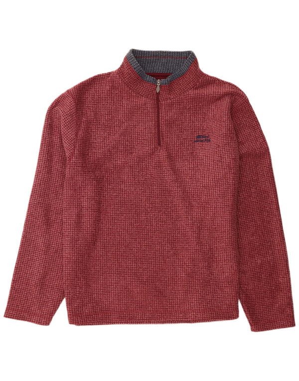 Weird Fish Herren-Fleecepullover mit Reißverschluss am Hals, 4XL, Burgunderrot, Polyester